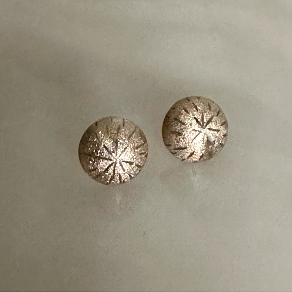 14k Solid Brushed Gold Sand Dollar Stud Earrings - image 8